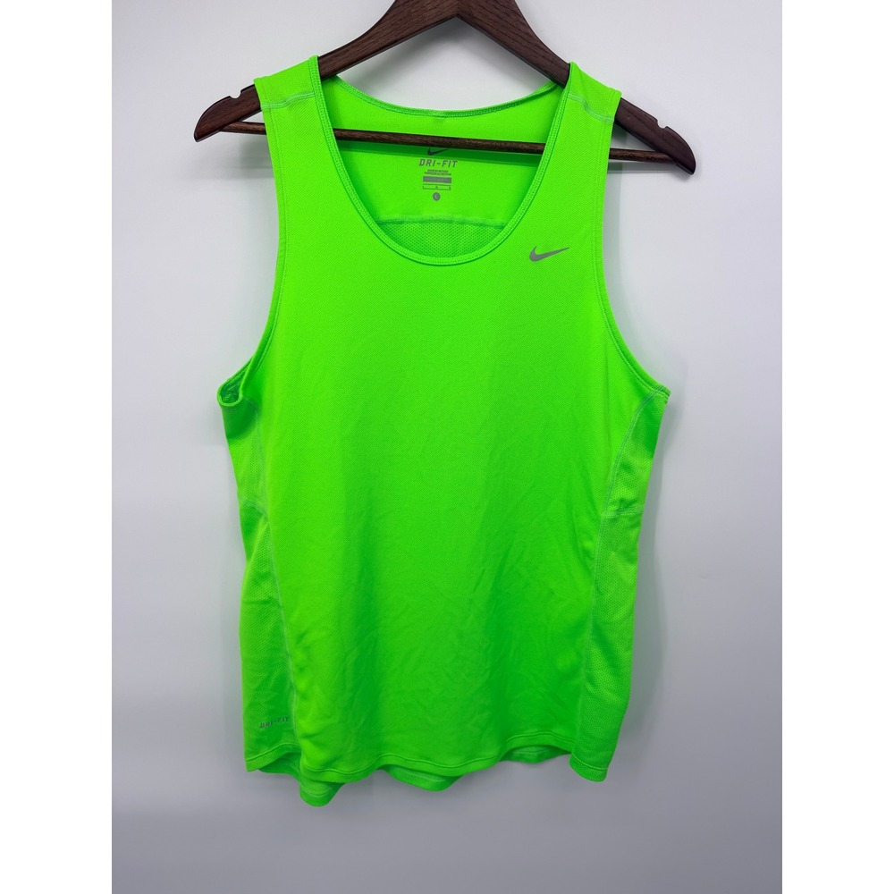 Nike Miler Dri-FIT Tank Top Mens L Neon Green Excellent Reflective Activewear